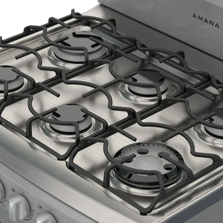 Amana 30 in. 5.1 cu. ft. 6 Burner Freestanding Gas Range in Stainless Steel