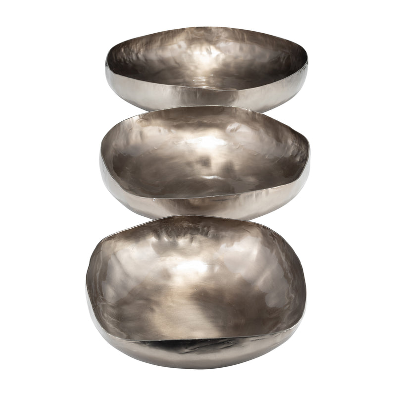 S/3 11/14/17"D METAL, ORGANIC SHAPED BOWLS, BRONZE