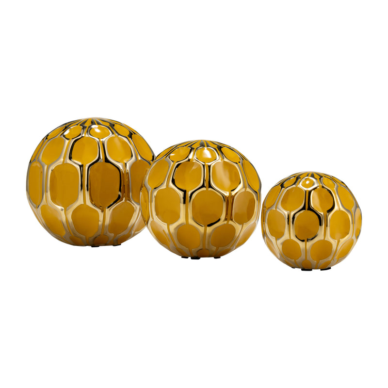 CER S/3 4/5/6" ORBS, HONEY/GOLD