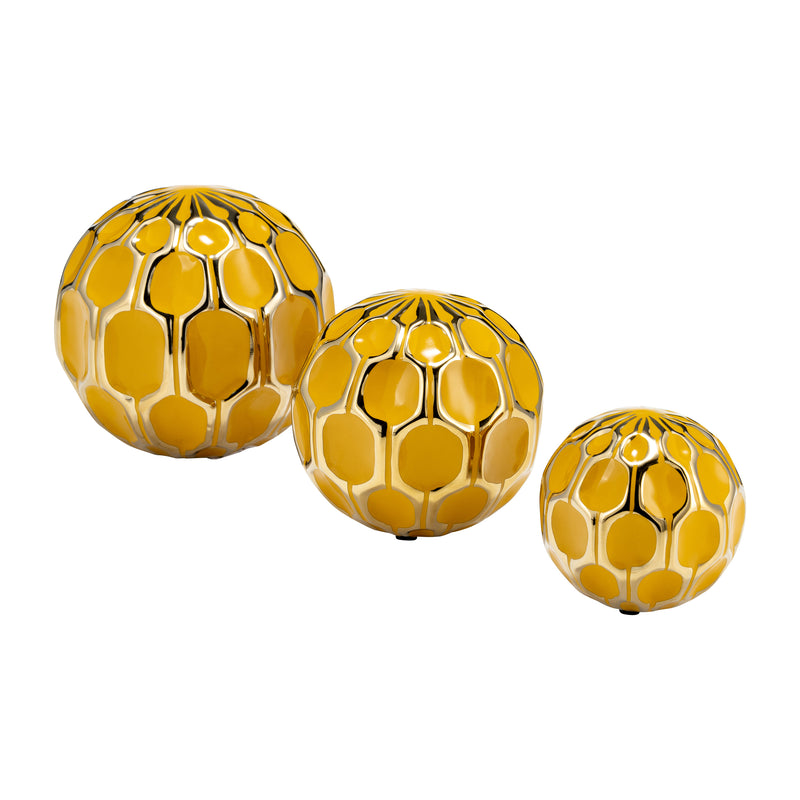 CER S/3 4/5/6" ORBS, HONEY/GOLD