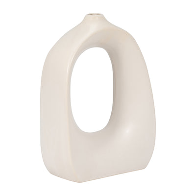 STONEWARE 11" CURVY CUT-OUT VASE, COTTON