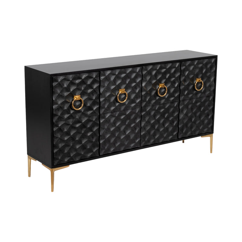 WOOD, 65X35 CONSOLE CABINET, Black/GLD, KD