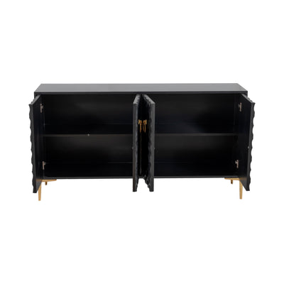 WOOD, 65X35 CONSOLE CABINET, Black/GLD, KD