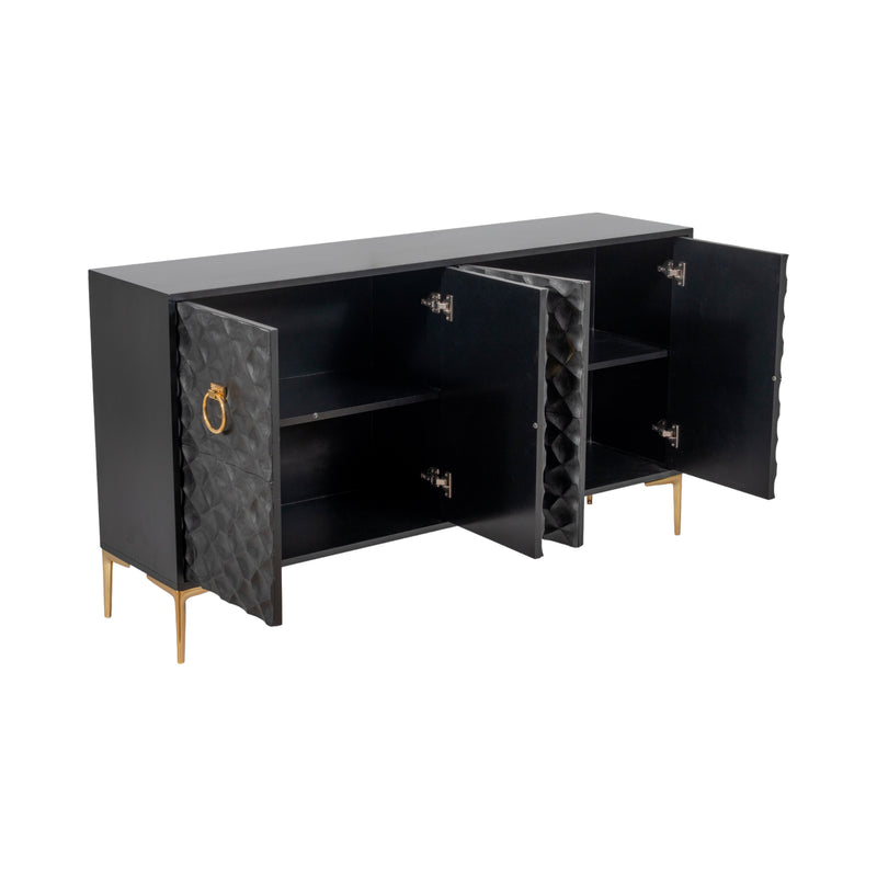 WOOD, 65X35 CONSOLE CABINET, Black/GLD, KD