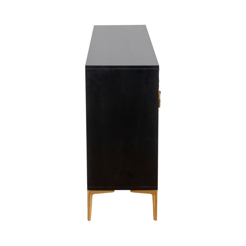 WOOD, 65X35 CONSOLE CABINET, Black/GLD, KD