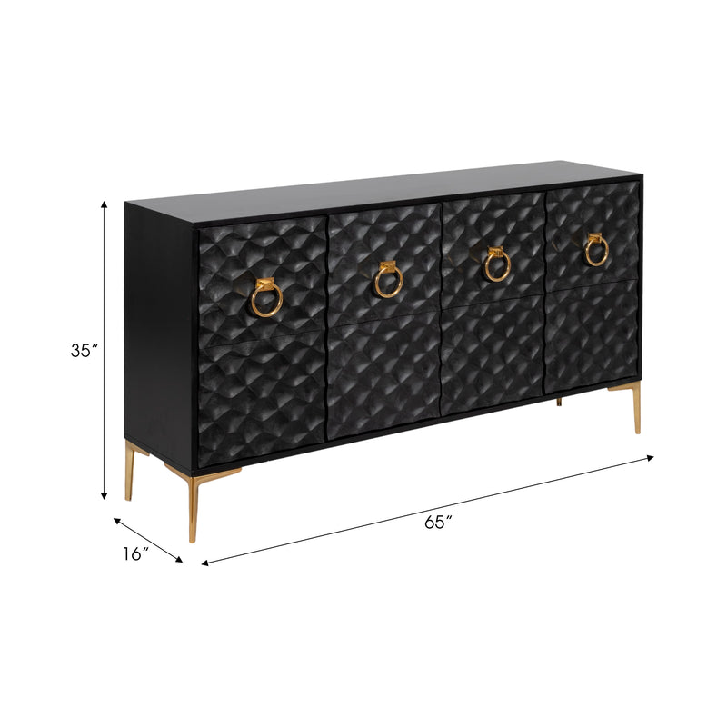 WOOD, 65X35 CONSOLE CABINET, Black/GLD, KD