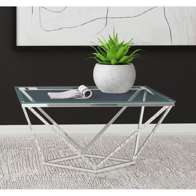 Brittania Square Glass Top Geometric Coffee Table Nickel