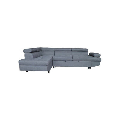 Modern Gray Sectional Sofa with Pull-Out Bed & Storage – Adjustable Headrests, Convertible Sleeper for Compact Living Spaces