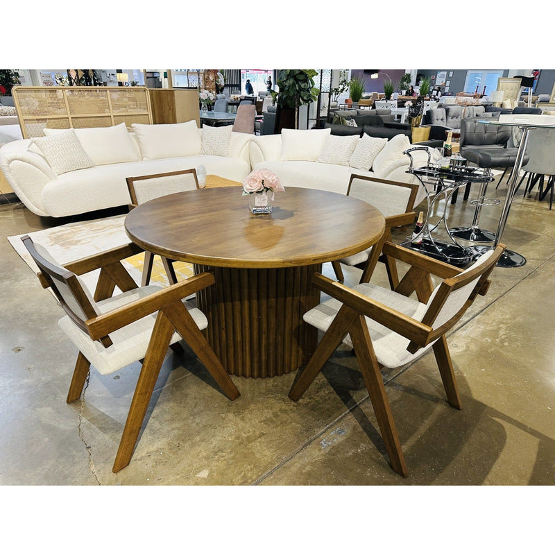 Modern 100% Solid Wood Round Dining Set