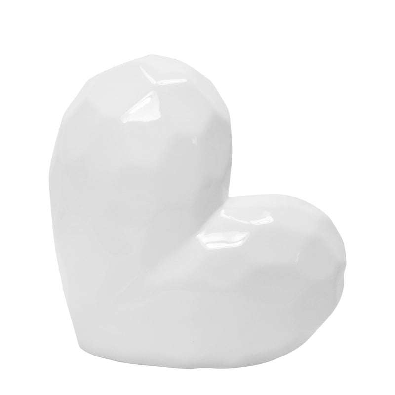 WHITE CERAMIC HEART, 8"